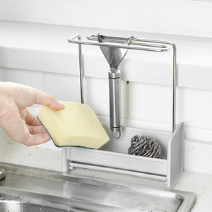 <span class=keywords><strong>Cucina</strong></span> staccabile panno per lavare i piatti straccio in acciaio inox sapone e spugna supporto appeso con scarico lavello per utensili - Product Image 5