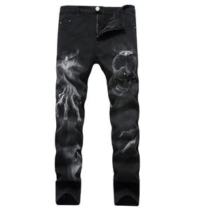 Fashion Streetwear <strong>Men</strong> <strong>Jeans</strong> 3D <strong>Printed</strong> <strong>Jeans</strong> <strong>Men</strong> Hip Hop Pants Slim Fit Punk Style Designer <strong>Jeans</strong> - Product Image 2