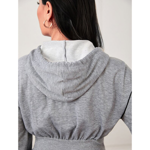 Abito con Cappuccio Oversize Personalizzato per Donna, Vendita all'Ingrosso, Vestito <span class=keywords><strong>in</strong></span> <span class=keywords><strong>Felpa</strong></span> <span class=keywords><strong>di</strong></span> <span class=keywords><strong>Cotone</strong></span> <span class=keywords><strong>di</strong></span> Alta Qualità - Product Image 4