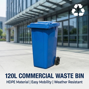 Contenedor de <span class=keywords><strong>Basura</strong></span> <span class=keywords><strong>con</strong></span> <span class=keywords><strong>Ruedas</strong></span> de Plástico Ecológico de 120 <span class=keywords><strong>Litros</strong></span> <span class=keywords><strong>con</strong></span> Tapas, <span class=keywords><strong>Ruedas</strong></span> <span class=keywords><strong>con</strong></span> Freno, Tapón de Drenaje, Gran Capacidad, para Uso en Interiores/Exteriores - Product Image 4
