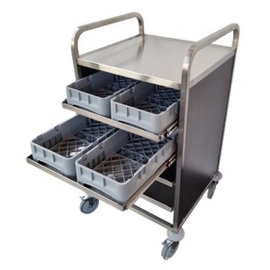 Stainless Steel Mobile <b>Serving</b> <b>Trolley</b> with Retractable Drawer Trays, Hotel Restaurant for Restaurant Tableware Transport - Product Image 1