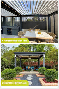 Padiglione Gazebo Robusto con Tetto Rigido per Ristorante e Piscina Moderno da Esterno con Vetro 12x16 Pergola <span class=keywords><strong>Esterna</strong></span> in Alluminio - Product Image 6