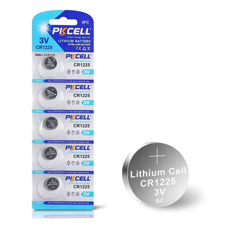 Bateria de lítio 3v para lâmpada LED, bateria pkcell CR1225 CR2016 CR2032 CR1220 com botão para LED, luz piscante