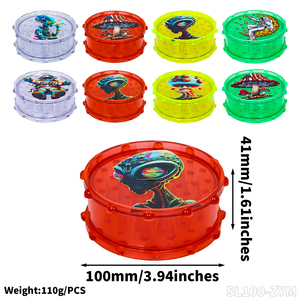 Venta al por mayor logotipo personalizado OEM 100mm plástico grande amarillo rojo <span class=keywords><strong>verde</strong></span> claro molinillo de hierbas trituradora de pimienta accesorios para fumar - Product Image 2