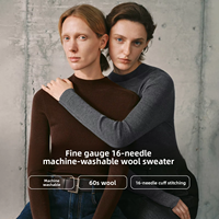 Nouveau pull en laine pour femme adulte, design spécial, fin, monochrome, lavable en machine, 60s16, semelle à aiguilles