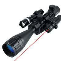 Lunette de visée SYQT 6-24X50 AOEG avec lampe torche et laser rouge pour la chasse nocturne, accessoires combinés