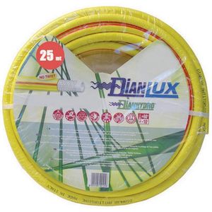 Tuyau d'arrosage jaune Dianlux de 25 m avec pulvérisateur d'eau de 1/2 pouce, connecteur de bobine en métal et en plastique de 200 pieds et tuyaux d'arrosage inclus - Product Image 1