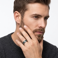 Bague TIZTI en zirconium noir avec incrustation authentique de météorite et d'opale écrasée, bague de luxe en météorite Muonionalusta pour homme