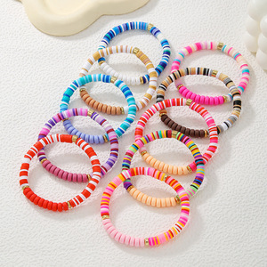 Polymer Clay <b>Beaded</b> <b>Bracelets</b> 10 Piece Set Stacked Colorful Bohemian Style Women's Jewelry Fashion Accessories - Product Image 3