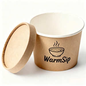 Ciotole e Contenitori per Alimenti in Carta Monouso Impermeabili da 8oz, 12oz, 16oz, 24oz, Rivestiti in Carta Bianca, Ecologici, con Coperchi in Carta - Product Image 2