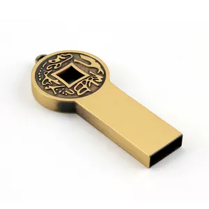 Chinese Copper Coin Shape pen drive 1gb 2gb 4gb 8gb 16gb 32gb 64Gb 128Gb 256GB Metal USB Flash Drive 3.0