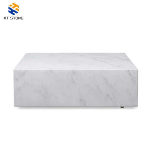 Canapé de salon moderne de luxe Lauren noir et or, table basse cubique en marbre, table basse en marbre blanc naturel - Product Image 5