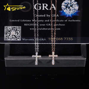 Joyería fina collar con colgante de diamante <span class=keywords><strong>925</strong></span> Plata sólida pase diamante probador Moissanite Cruz colgante - Product Image 3