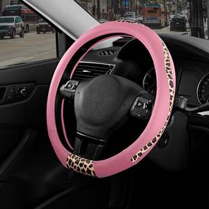 Housse de <span class=keywords><strong>volant</strong></span> standard de type D Road Comforts en cuir PVC, tissu léopard, ajustement universel, 15 pouces, en forme de D (couleur rose) - Product Image 5
