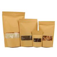 Sacs en papier kraft brun biodégradables refermables personnalisés, pochettes verticales pour emballage alimentaire avec fermeture éclair et fenêtre