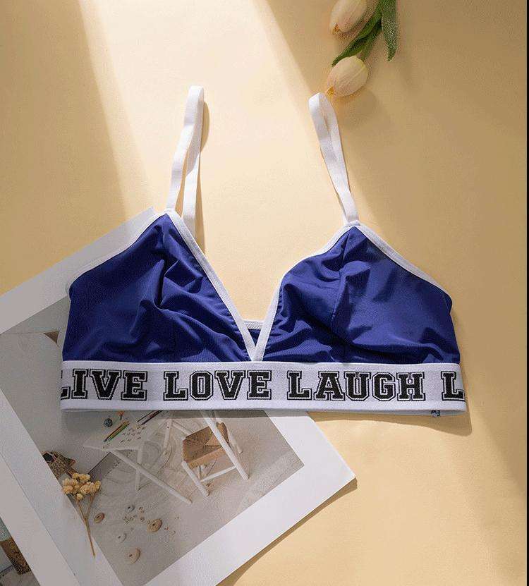 Sports Bra V-Shape Sexy 2pcs/set Wholesale Cotton Ladies Bra and Panty Set Women Erotic Sexy Boxers Blue Underwear for Ladies