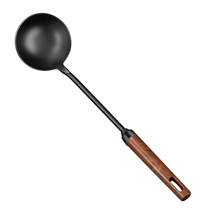 Cast Iron Spatula Wooden Handle Heat Resistant Kitchen Cooking Utensil Wok Spoon Set - Product Image 2