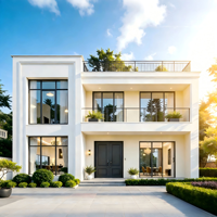Villa préfabriquée à deux étages de 240 m2, suite 4-5 chambres avec salle de bain et salle de sport, maison préfabriquée de luxe en structure acier pour hôtel