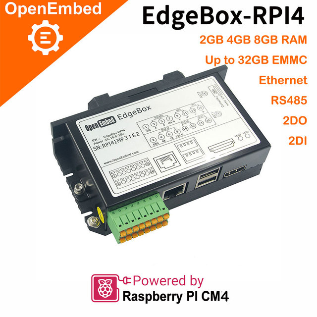 Raspberry Pi PLC, GPS WIFI 2GB RAM 8GB EMMC Linux LORAWAN 4G LTE Ethernet Rs485 Programmable Logic Controller