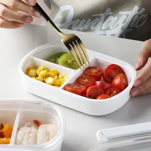 Choice Fun Take-out Food Container 3 Compartment Plastic Lunch Box With Lock And Air Hole Microwave Safe Food Container