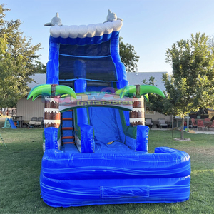 Tobogán acuático inflable tropical con piscina para niños, ideal para fiestas de verano en el patio trasero. - Product Image 3