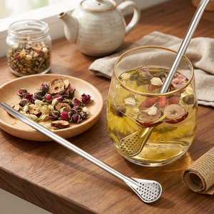 Stainless Steel Tea Spoon With Perforated Bowl Reusable <b>Bar</b> <b>Tool</b> Minimalist Design For Herbal Infusions - Product Image 5