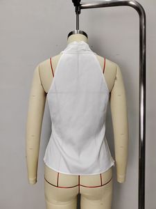 Atasan Halter Satin Wanita - Blus Tanpa Lengan Berkerut dengan Gesper Dekoratif Emas Sehe Fashion - Product Image 6
