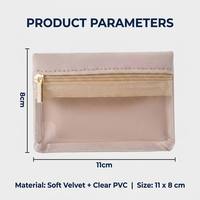 Élégant sac de rangement pour bijoux en velours doux avec fenêtre transparente, mini-étui de voyage pour bijoux, personnalisable avec votre marque, idéal pour un cadeau