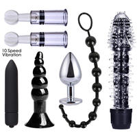 26-teiliges Sexy Lingerie-Set mit Perlen-Nippelklemmen, Handschellen, Peitsche, Seil, Anal-Vibrator, Bondage-Kit für Paare-Sexspiele