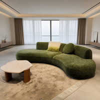 Ensemble de canapés modulaires en chenille courbés en forme de croissant de lune, avec double chaise longue, structure en bois de marron, mousse haute densité, pour salon d'appartement