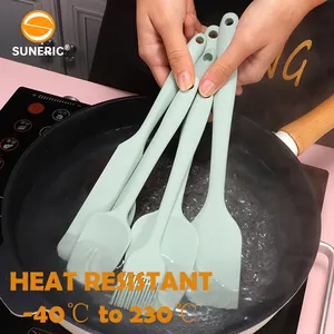 Hitze beständige Gebäck kuchen Werkzeuge 6 Stück Schaber Set weiß rosa Gummi Silikon Spatel zum Backen Pfannkuchen Küche Kochen