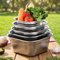 Peralatan Sajian Salad Sekali Pakai dari Baja Anti Karat Berkilau Ramah Lingkungan Aman untuk Makanan Desain Modern Kemasan Karton untuk Pesta