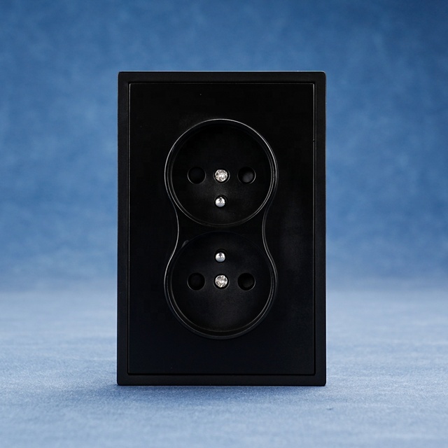 Wall Mounted Extension Outlet Socket European French Double Socket Electric Power 16A 250V~ Switch and Socket