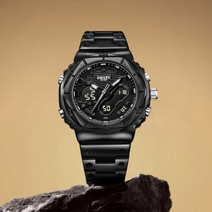 Montre chronographe analogique-numérique de luxe SMAEL 6069, étanche, lumineuse, avec alarme, boîtier/cadran en alliage, bracelet en acier inoxydable. - Product Image 2