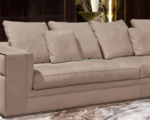 Sofá indio de alta gama, tela de cuero de franela, sala de estar moderna de lujo, borde de Metal - Product Image 2
