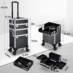 Maletín de Maquillaje Profesional <span class=keywords><strong>con</strong></span> Ruedas, Maletín de Maquillaje 3 en 1, Maletín de Cosmetología - Product Image 6