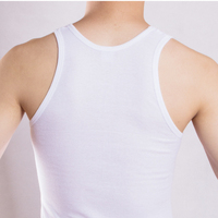 2025 obral besar rompi katun putih pria Tank Top olahraga Gym desain Ribbed dengan dekorasi manik-manik kancing lencana bernapas