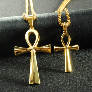 Ciondolo e collana con croce Ankh egiziana in acciaio inossidabile per gioielli da uomo - Product Image 2