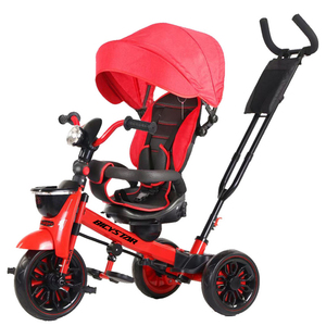 Yimei — tricycle pliable pour bébé 4 en 1, jouet musical, poussette, vélo avec canopée, pour bébé d'un an, vente en gros, 2021 Yimei - Product Image 3