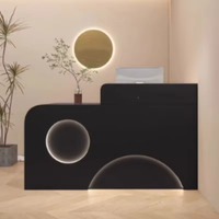 Comptoir de réception minimaliste pour salon avec tiroir, comptoir de réception commercial pour hôtel, bureau et appartement avec LED