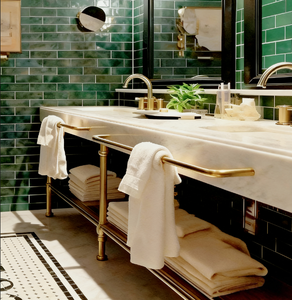 Plans de toilette <span class=keywords><strong>en</strong></span> pierre naturelle Calacatta Viola lourd, système de pieds de console <span class=keywords><strong>en</strong></span> marbre de Carrare, meubles de <span class=keywords><strong>salle</strong></span> de bain <span class=keywords><strong>en</strong></span> marbre gris de qualité supérieure - Product Image 1