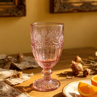 Verre à vin rouge rose épais soufflé à la main de style vintage européen, capacité 10 oz