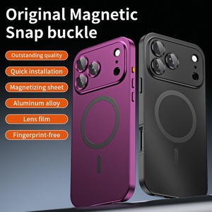 เคสโทรศัพท์แม่เหล็กอะลูมิเนียมอัลลอยด์แบบด้าน สำหรับ iPhone 18 13 14 15 16 17 Pro Max Plus Air พร้อมฟิล์มเลนส์ HD ป้องกันแรงกระแทก - Product Image 2