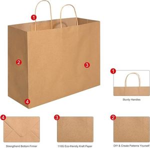 Sacs en papier kraft personnalisés avec logo OEM et poignées pour l'emballage des magasins de détail - Product Image 4