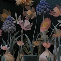 Grand ensemble de fleurs en organza de haute qualité fleurs géantes faites à la main pour la décoration d'affichage d'événement de mariage