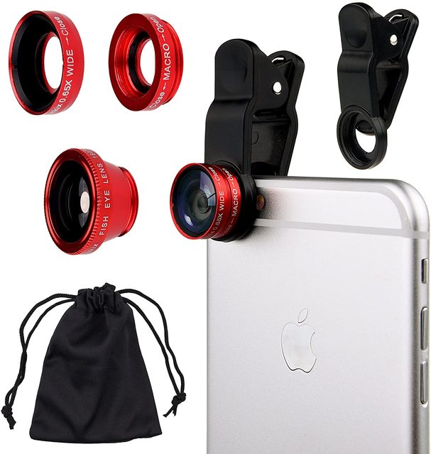 Universal 3in1 Cell Phone Camera Lens Kit for Smartphones Macro Lens & Wide Angle Lens Universal Clip