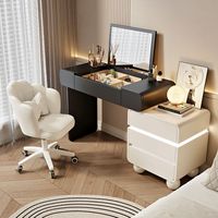 Table de toilette de style français 2025, table de toilette moderne et luxueuse, armoire de rangement de bureau intégrée