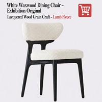 Chaise de salle à manger moderne de style italien en laine d'agneau, dossier en cuir véritable, structure solide en bois de frêne, durable pour les petits appartements