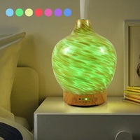 Diffuseur d'arômes ultrasonique électrique en verre de 100 ml, humidificateur d'huiles essentielles, lumière LED de nuit à 7 couleurs, utilisation en extérieur et en intérieur, 1 an