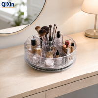 Motif diamant 360 °   Plateau de rangement rotatif anti-UV en PC/PET haute transparence avec roulement à billes en acier pour bureau